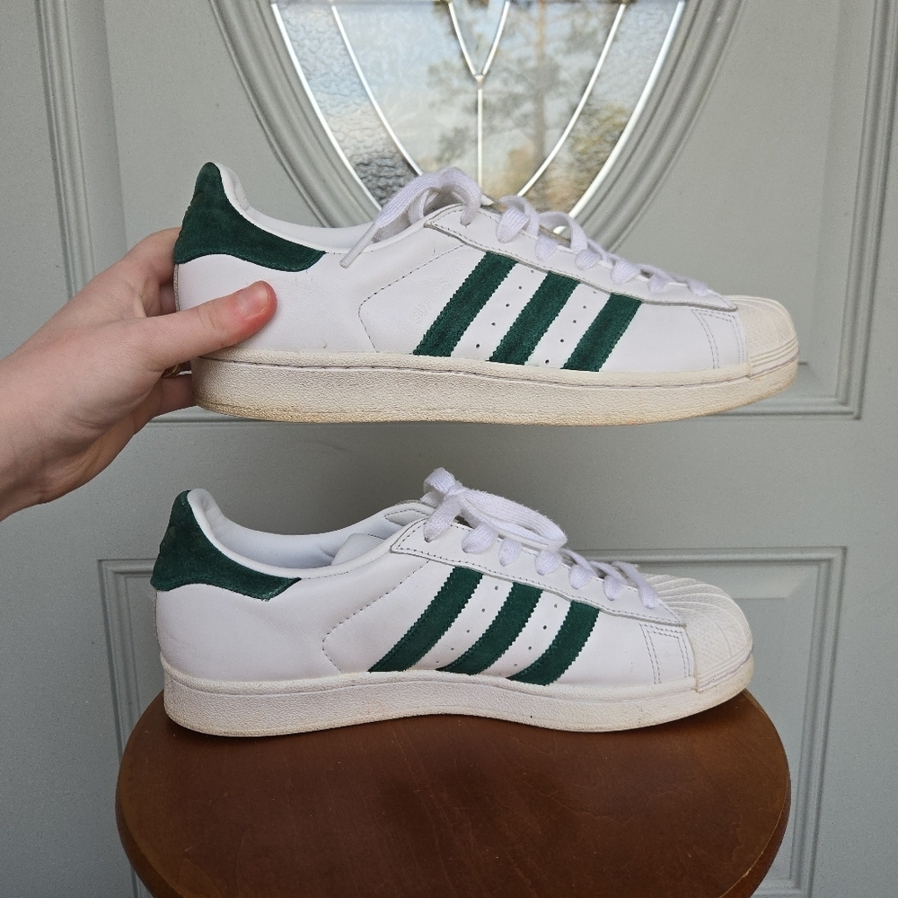 Adidas Men's Superstar Shoe White & Green - Picture 6 of 8